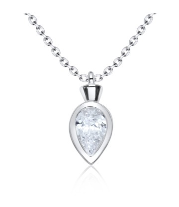 Teardrop Shaped CZ Silver Necklace SPE-3214